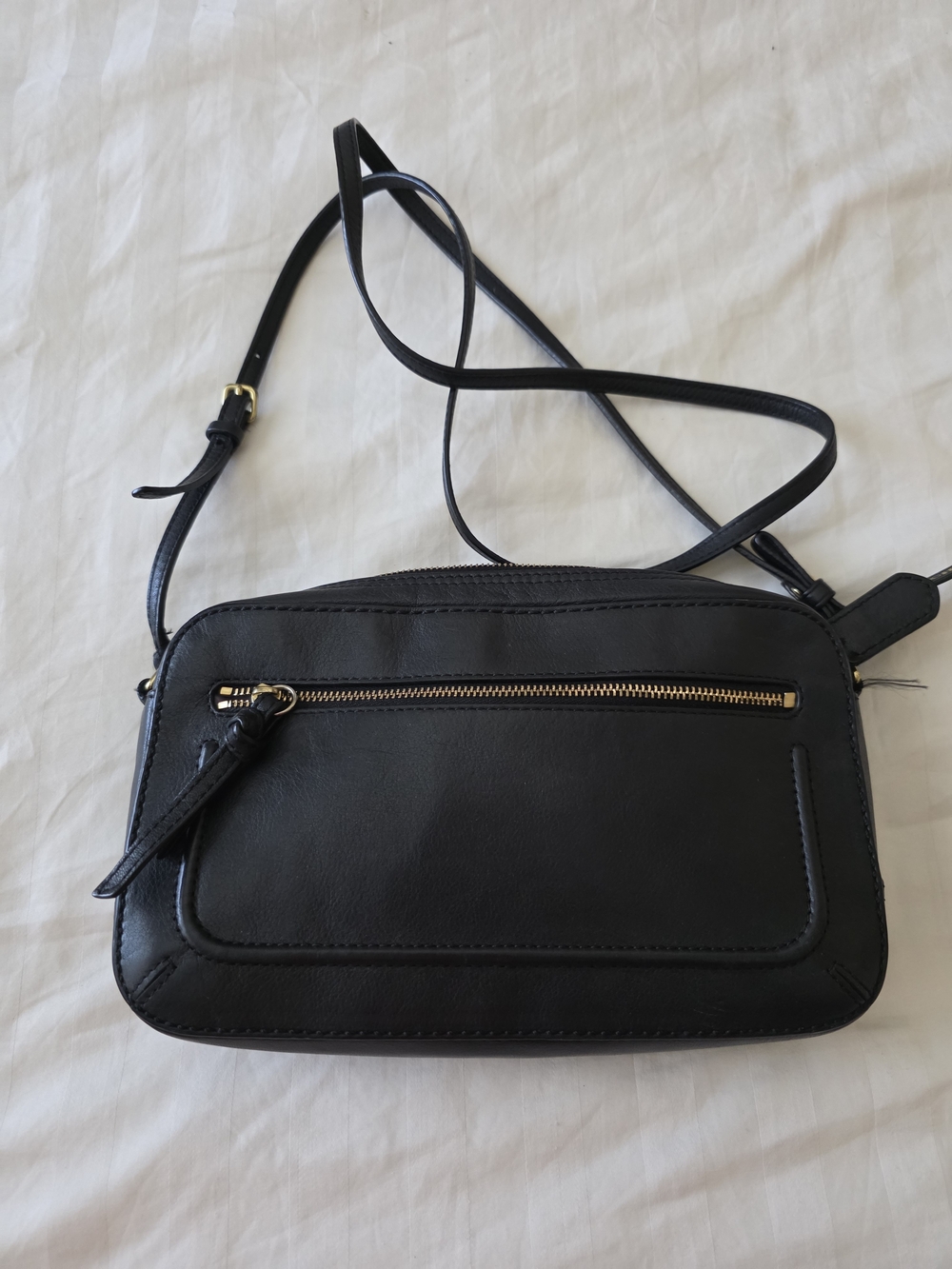 Coach Black Leather Crossbody with Gold-Tone Hardware
